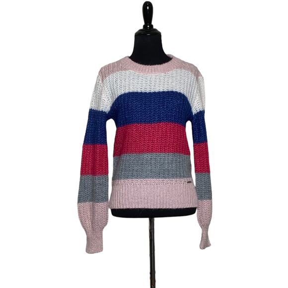 Abercrombie & Fitch Colorful Stripe Fuzzy Knit Sweater size XS - Picture 8 of 9